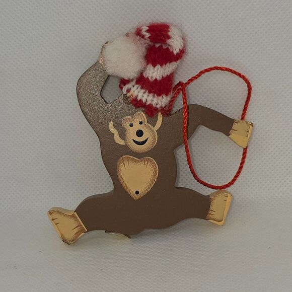 Set of 4 Wooden Christmas Animal Ornaments - Giraffe, Monkey, Lion & Dinosaur - Picture 6 of 15